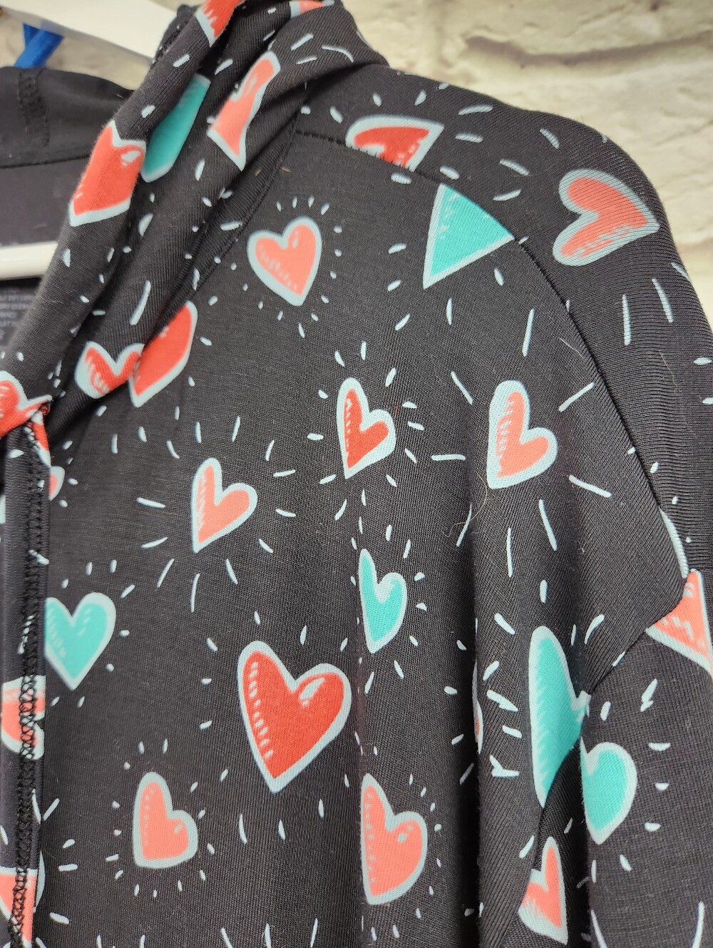 MeUndies Heart Print Hooded Zip Front One Piece Lounge Jumpsuit XL 2XL Cozy - Picture 4 of 12